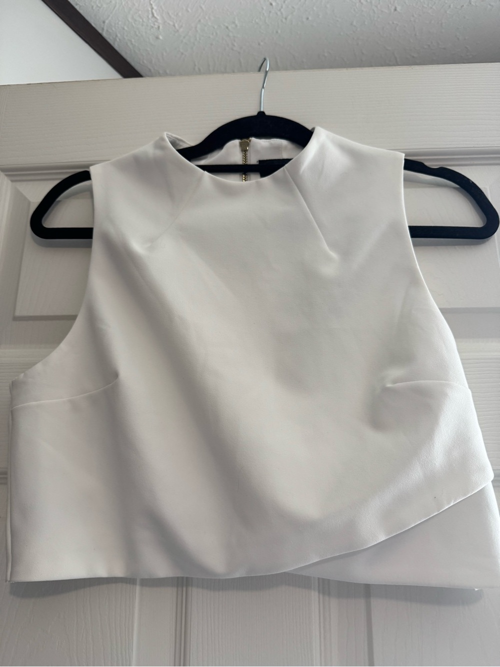 Topshop White Sleeveless Mock Neck Crop Top